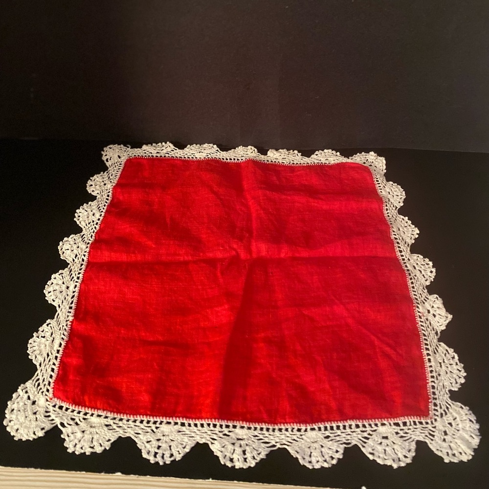 Red tattered edge Hanky